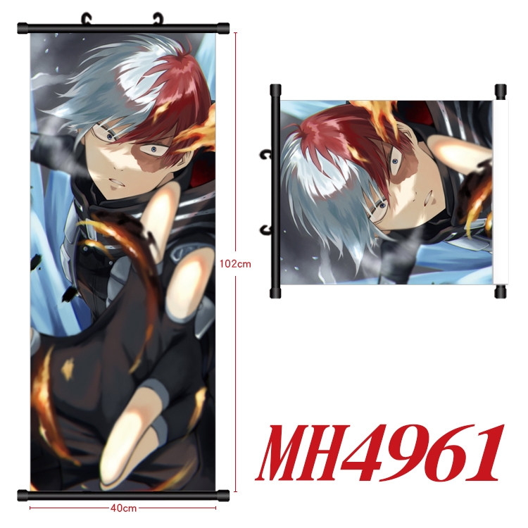 My Hero Academia Anime black Plastic rod Cloth painting Wall Scroll 40X102CM  MH4961