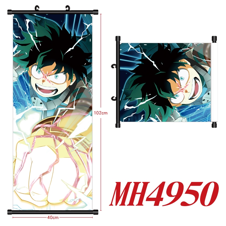 My Hero Academia Anime black Plastic rod Cloth painting Wall Scroll 40X102CM  MH4950