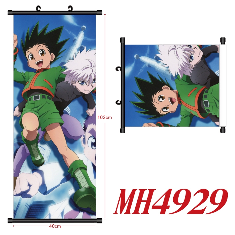 HUNTER×HUNTER Anime black Plastic rod Cloth painting Wall Scroll 40X102CM MH4929