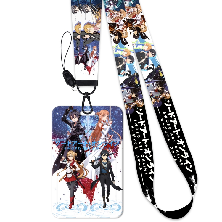 Sword Art Online Black Button Anime Long Strap + Card Sleeve 2-Piece Set price for 2 pcs