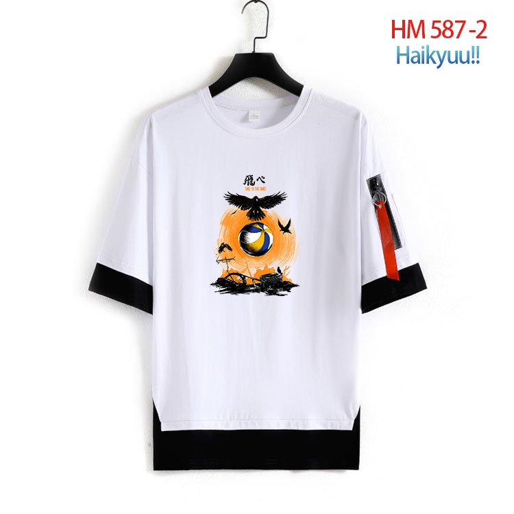 Haikyuu!! round neck fake two loose T-shirts from S to 4XL  HM-587-2
