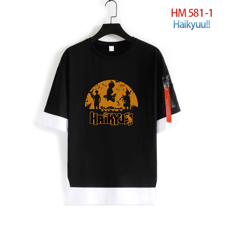 Haikyuu!! round neck fake two loose T-shirts from S to 4XL  HM-581-1