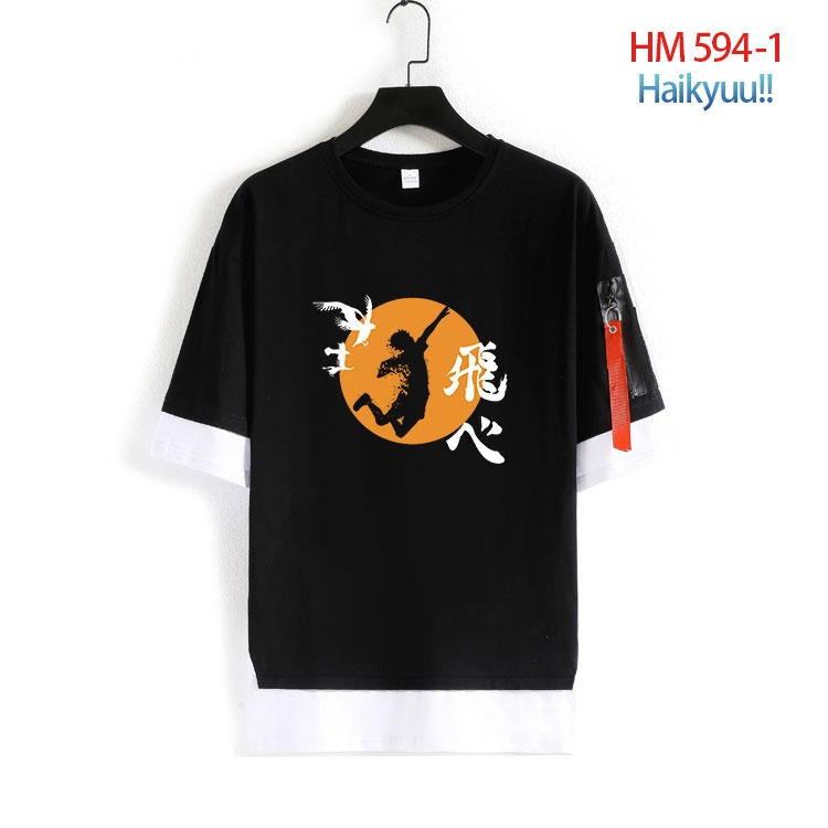 Haikyuu!! round neck fake two loose T-shirts from S to 4XL   HM-594-1