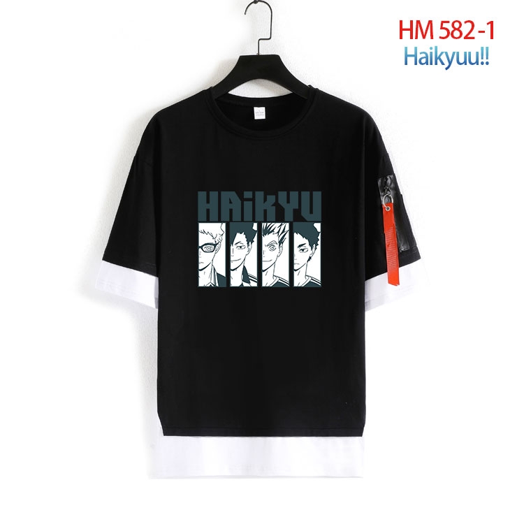 Haikyuu!! round neck fake two loose T-shirts from S to 4XL  HM-582-1
