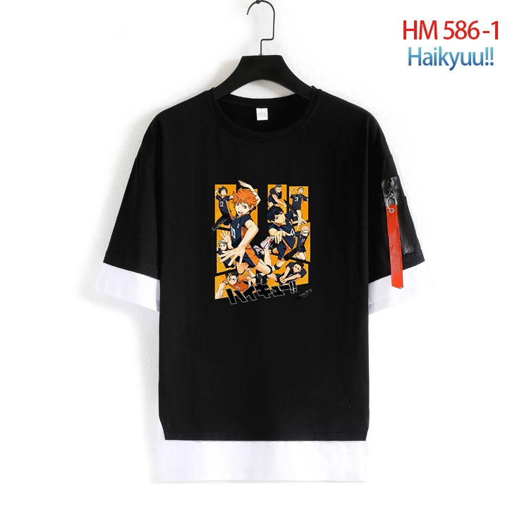 Haikyuu!! round neck fake two loose T-shirts from S to 4XL   HM-586-1