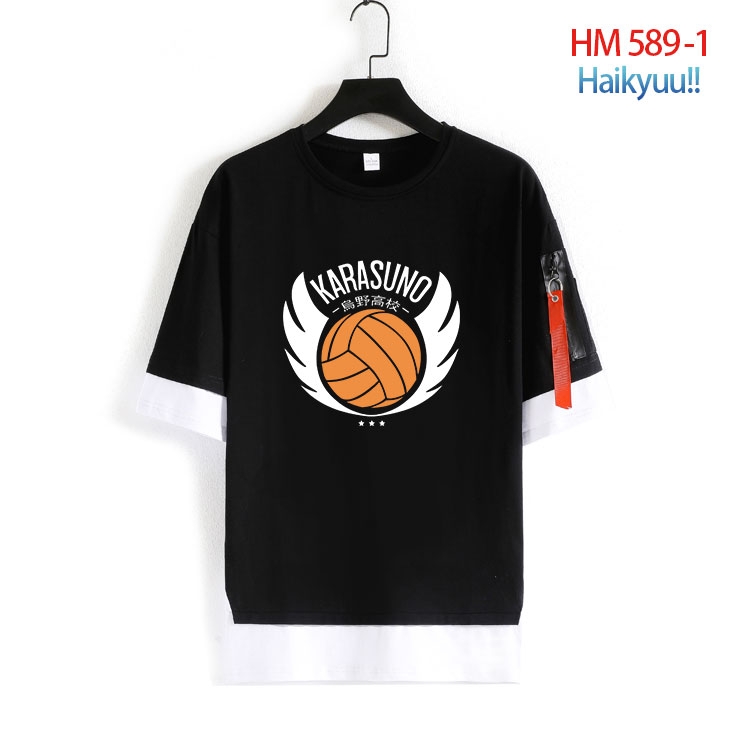 Haikyuu!! round neck fake two loose T-shirts from S to 4XL  HM-589-1