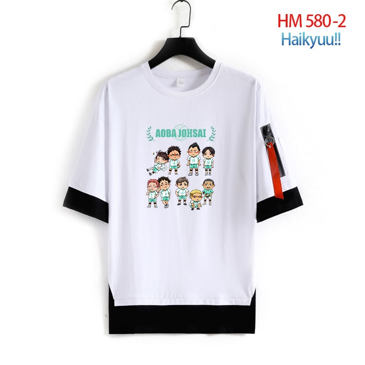 Haikyuu!! round neck fake two loose T-shirts from S to 4XL  HM-580-2