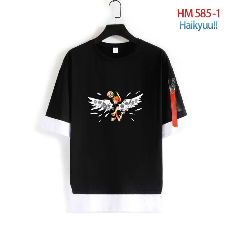 Haikyuu!! round neck fake two loose T-shirts from S to 4XL   HM-585-1