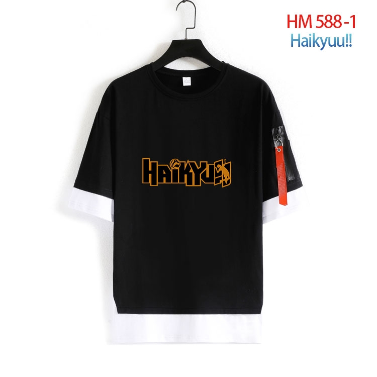 Haikyuu!! round neck fake two loose T-shirts from S to 4XL  HM-588-1