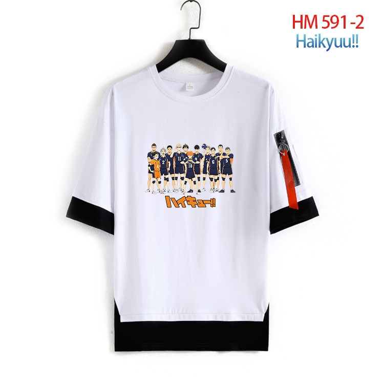 Haikyuu!! round neck fake two loose T-shirts from S to 4XL   HM-591-2