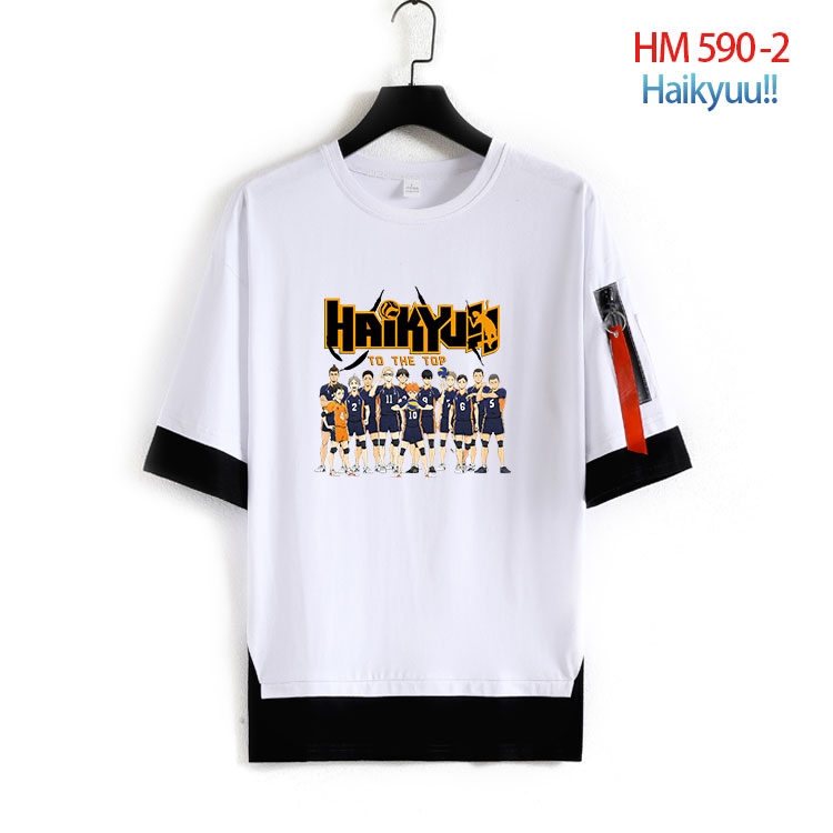 Haikyuu!! round neck fake two loose T-shirts from S to 4XL  HM-590-2