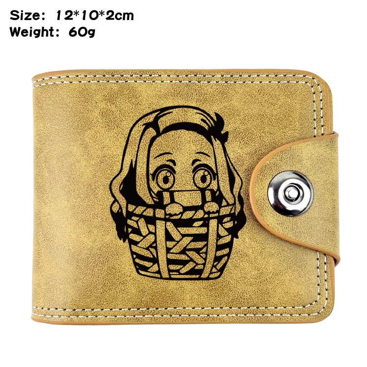 Demon Slayer KimetsAnime high quality PU two fold embossed wallet 12X10X2CM 60G  1A