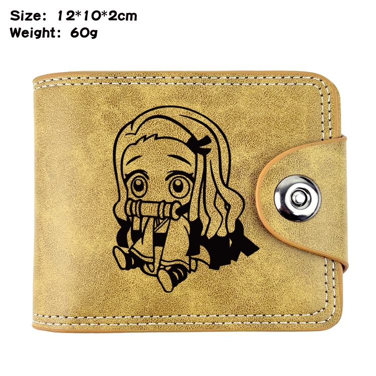 Demon Slayer KimetsAnime high quality PU two fold embossed wallet 12X10X2CM 60G  2A