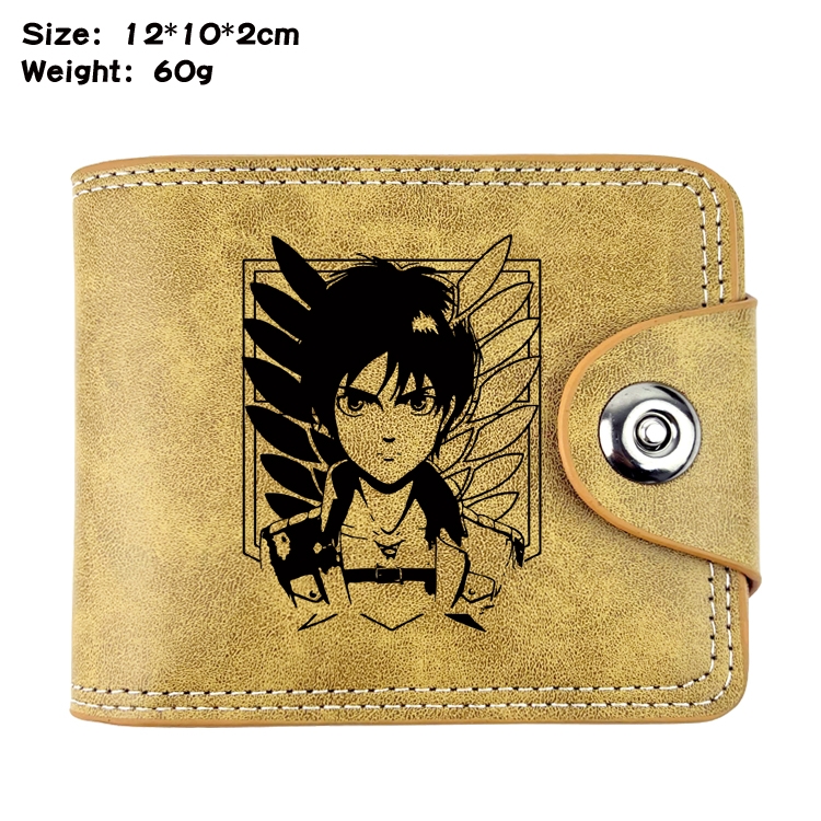 Shingeki no Kyojin Anime high quality PU two fold embossed wallet 12X10X2CM 60G  5A