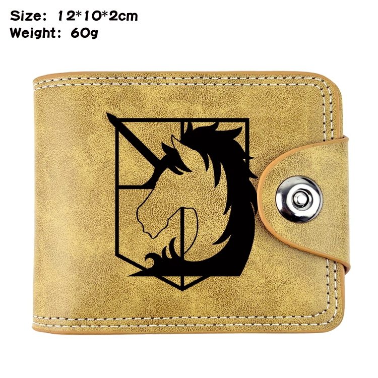 Shingeki no Kyojin Anime high quality PU two fold embossed wallet 12X10X2CM 60G  3A