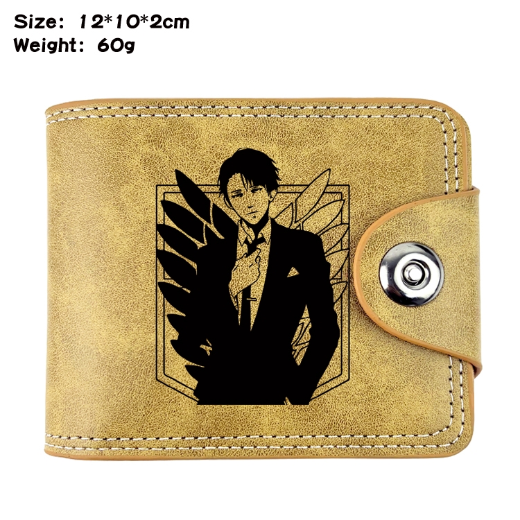 Shingeki no Kyojin Anime high quality PU two fold embossed wallet 12X10X2CM 60G  7A