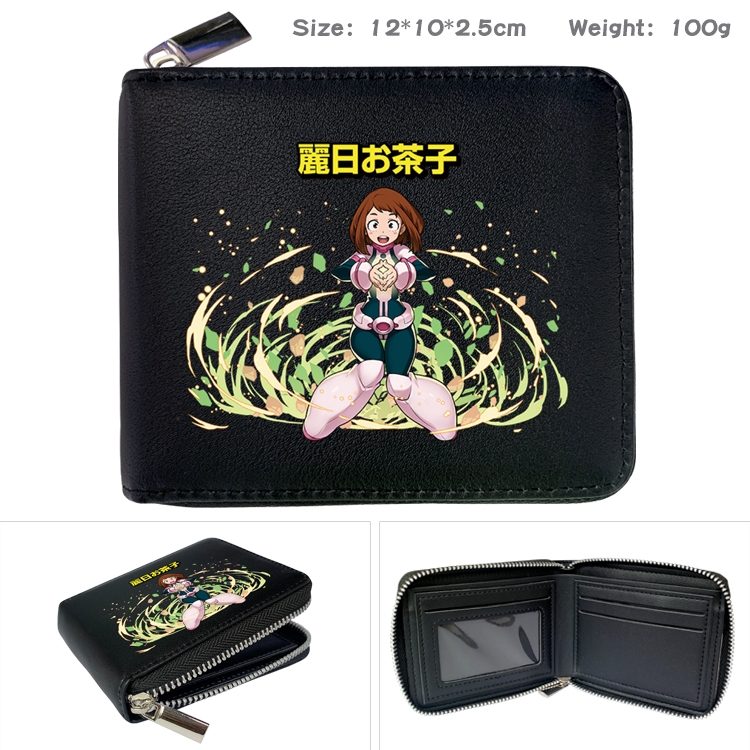 My Hero Academia Anime zipper black leather half-fold wallet 12X10X2.5CM 100G  5A