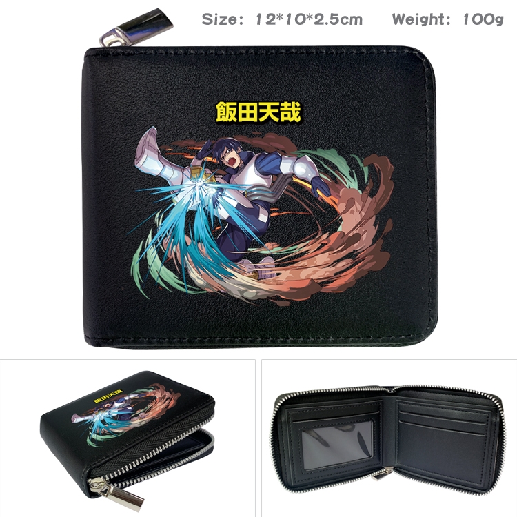My Hero Academia Anime zipper black leather half-fold wallet 12X10X2.5CM 100G  4A