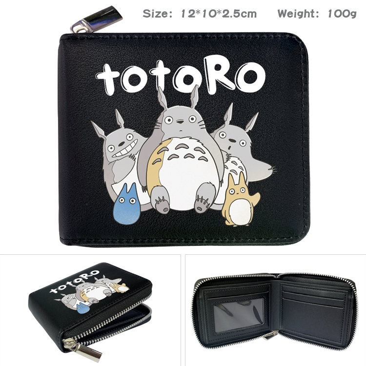 Demon Slayer Kimets Anime zipper black leather half-fold wallet 12X10X2.5CM 100G 10A