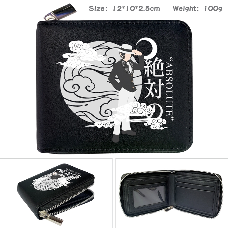 Demon Slayer Kimets Anime zipper black leather half-fold wallet 12X10X2.5CM 100G  14A