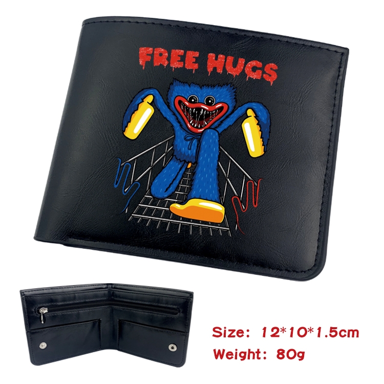 poppy playtime Anime inner buckle black leather wallet 12X10X1.5CM  