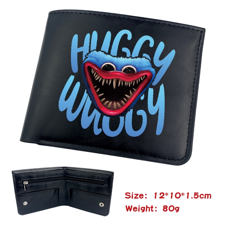 poppy playtime Anime inner buckle black leather wallet 12X10X1.5CM  
