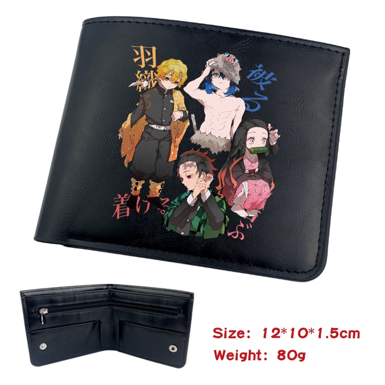 Demon Slayer Kimets Anime inner buckle black leather wallet 12X10X1.5CM 