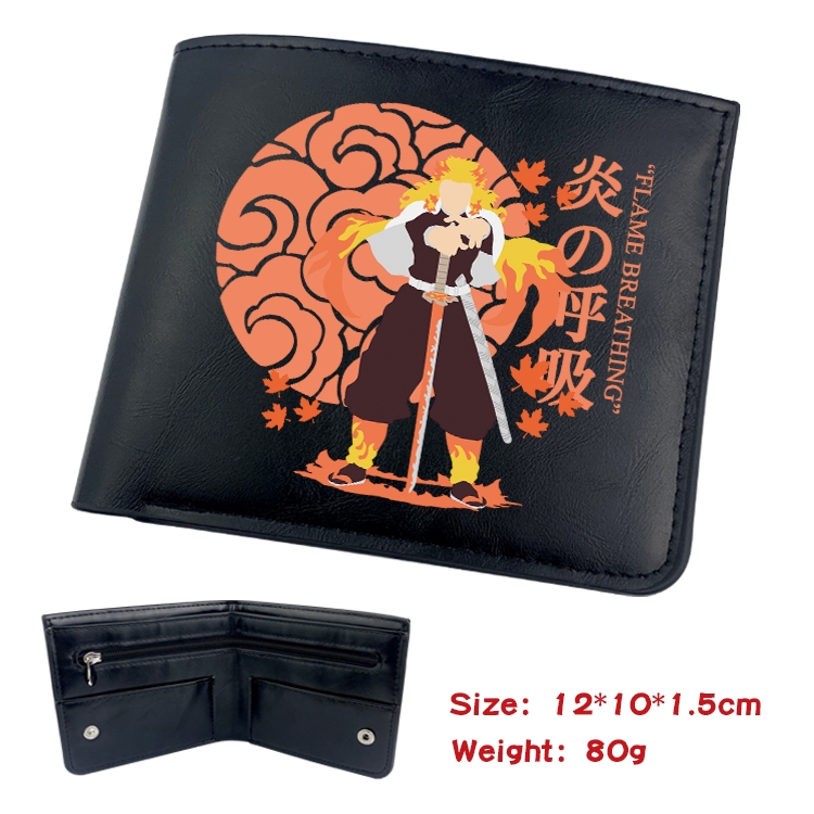 Demon Slayer Kimets Anime inner buckle black leather wallet 12X10X1.5CM
