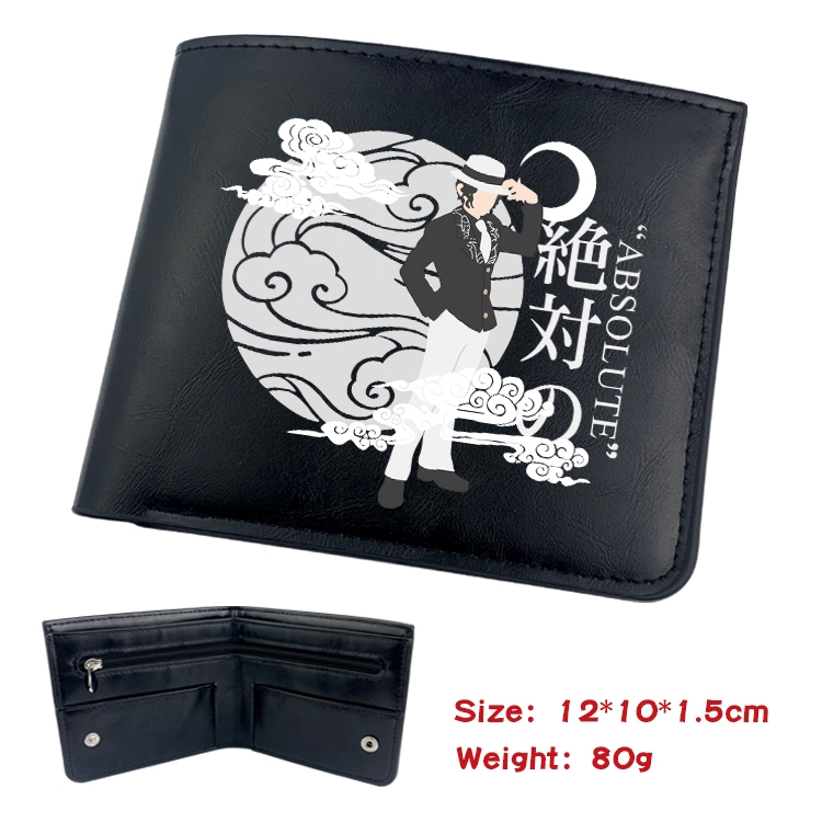 Demon Slayer Kimets Anime inner buckle black leather wallet 12X10X1.5CM 
