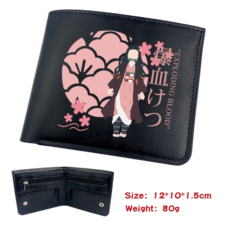 Demon Slayer Kimets Anime inner buckle black leather wallet 12X10X1.5CM 