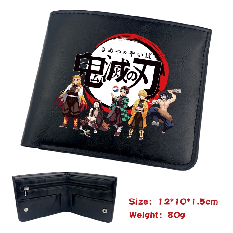 Demon Slayer Kimets Anime inner buckle black leather wallet 12X10X1.5CM 