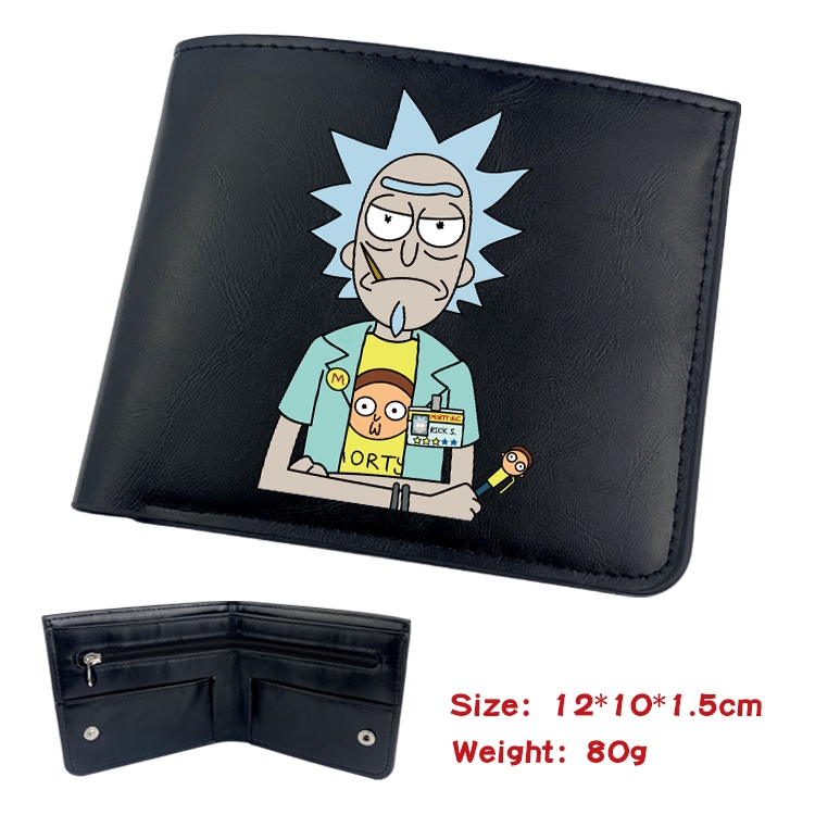 Rick and Morty Anime inner buckle black leather wallet 12X10X1.5CM  