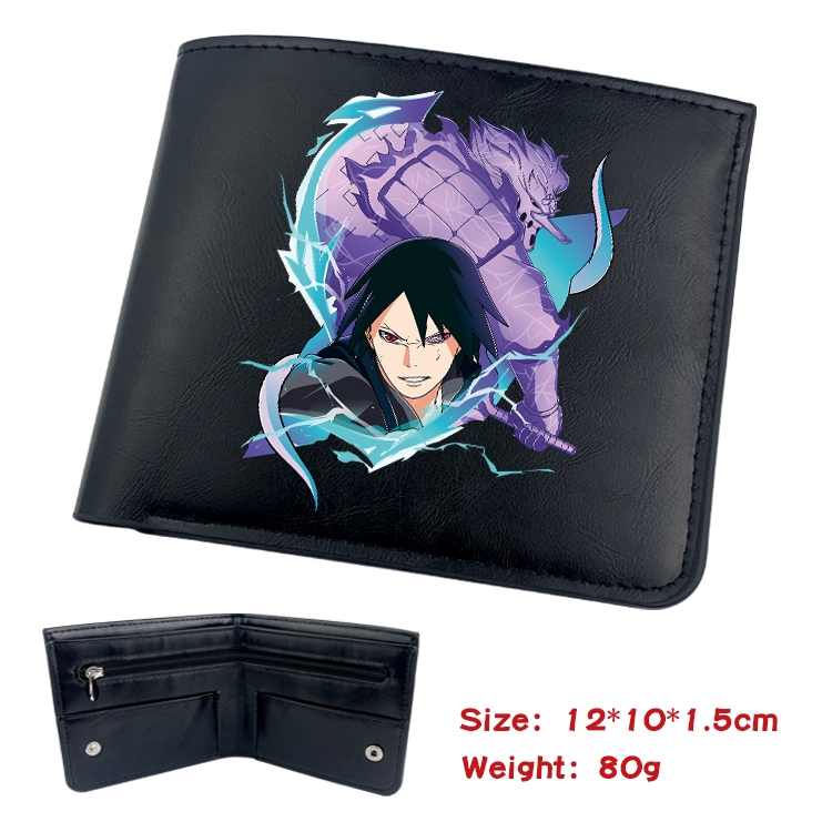 Naruto Anime inner buckle black leather wallet 12X10X1.5CM 