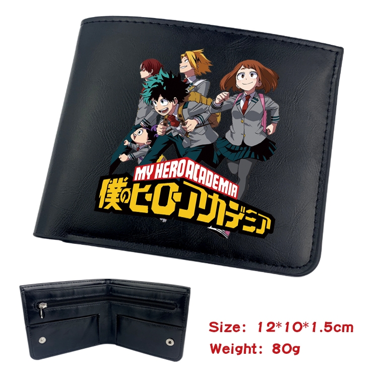 My Hero Academia Anime inner buckle black leather wallet 12X10X1.5CM