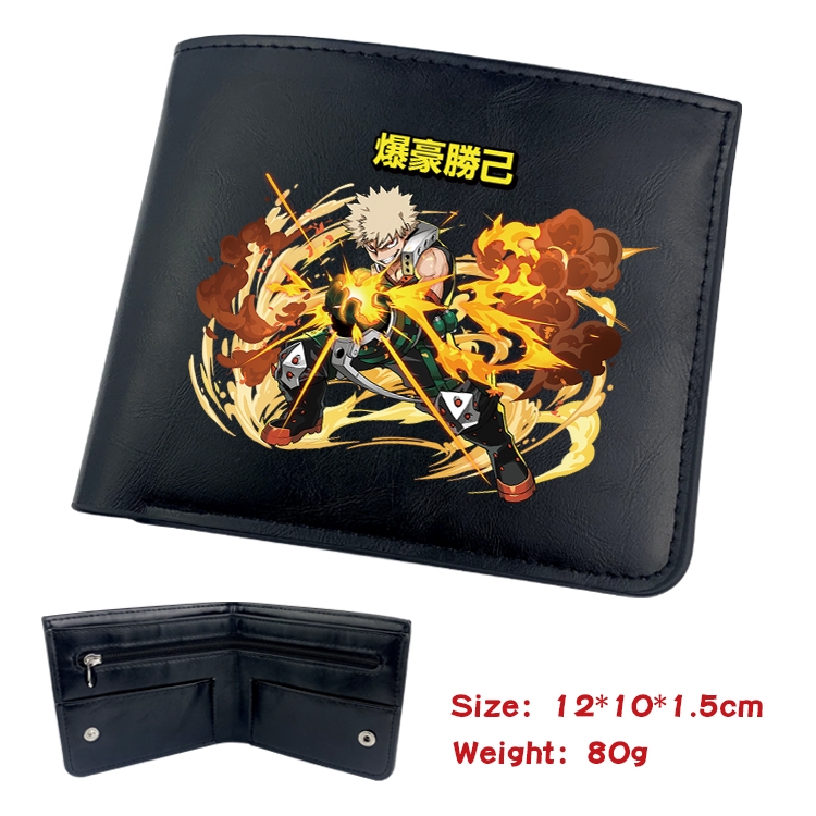 My Hero Academia Anime inner buckle black leather wallet 12X10X1.5CM