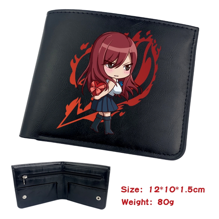 Fairy tail Anime inner buckle black leather wallet 12X10X1.5CM