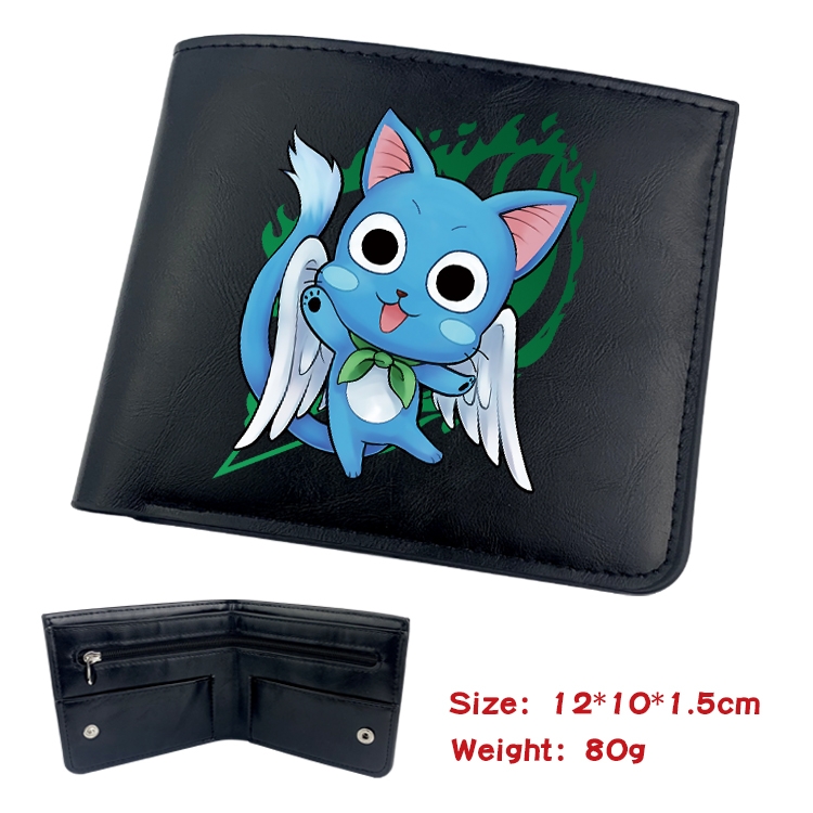 Fairy tail Anime inner buckle black leather wallet 12X10X1.5CM