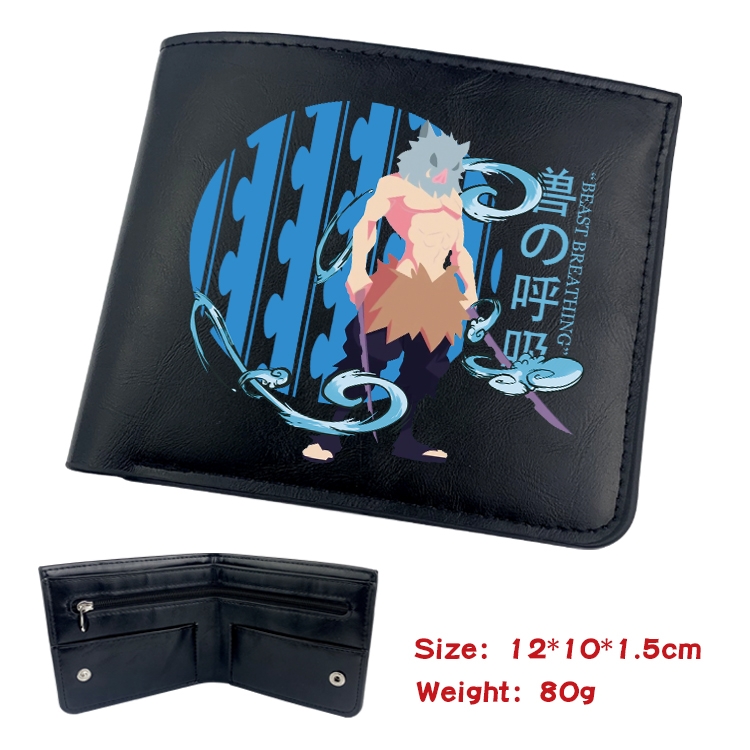 Demon Slayer Kimets Anime inner buckle black leather wallet 12X10X1.5CM