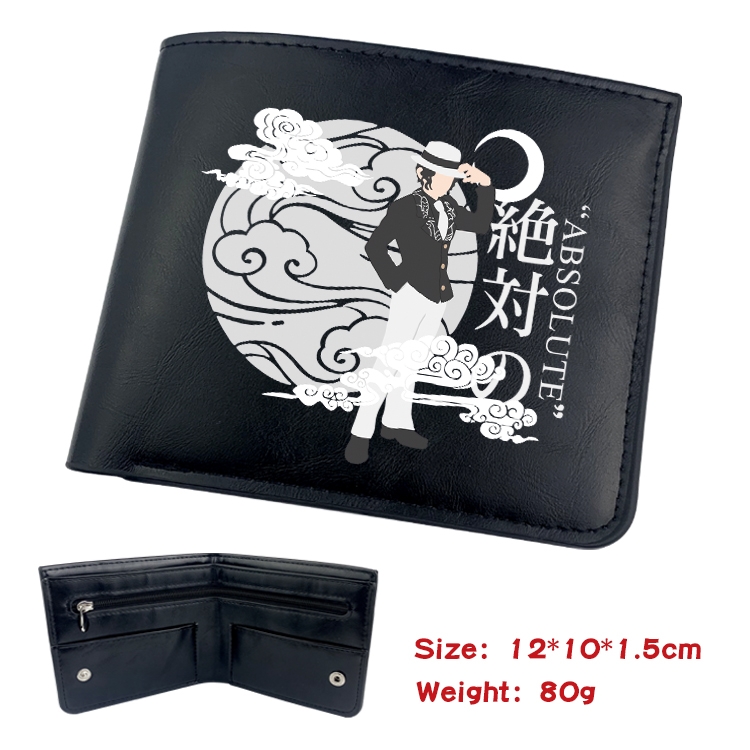 Demon Slayer Kimets Anime inner buckle black leather wallet 12X10X1.5CM