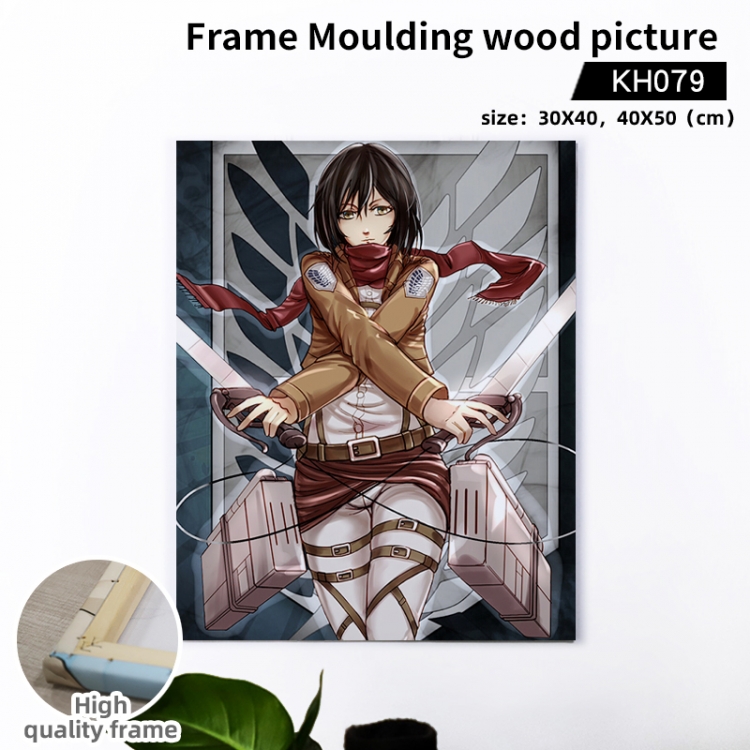 Shingeki no Kyojin Anime wooden frame painting 40X50cm support customized pictures KH079