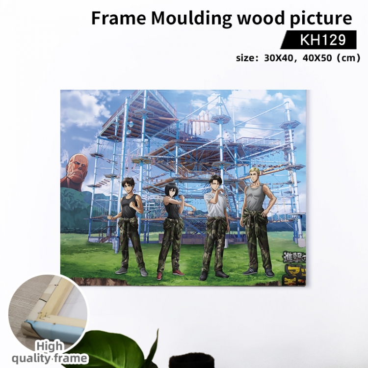Shingeki no Kyojin Anime wooden frame painting 40X50cm support customized pictures KH129-
