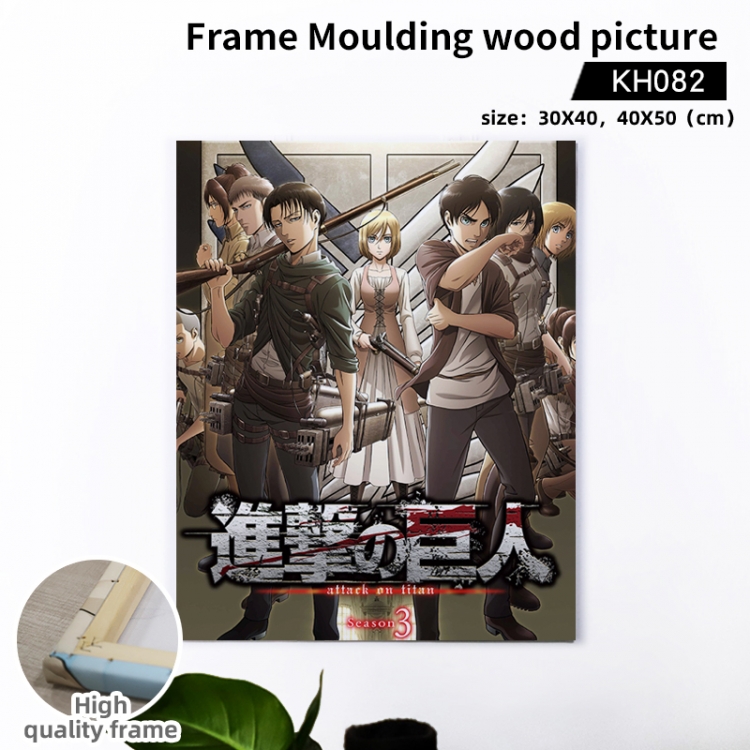 Shingeki no Kyojin Anime wooden frame painting 40X50cm support customized pictures KH082
