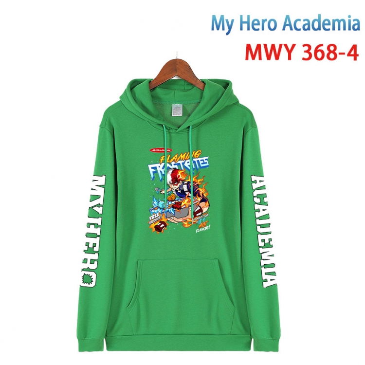 My Hero Academia Cartoon Sleeve Hooded Patch Pocket Cotton Sweatshirt from S to 4XL MWY 368 4