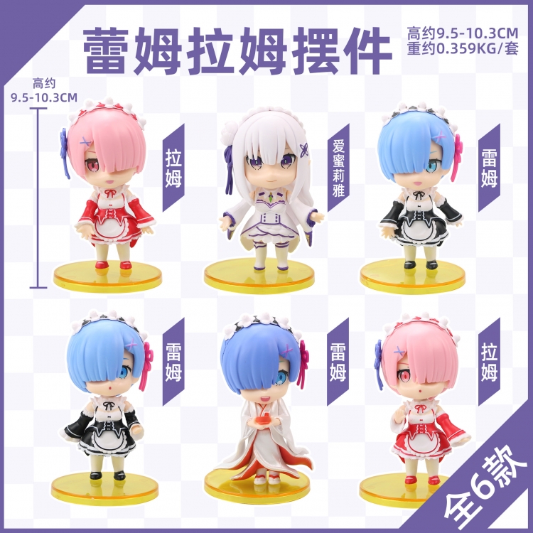 Re:Zero kara Hajimeru Isekai Seikatsu Bagged Figure Decoration Model 9.5-10.3cm a set of 6