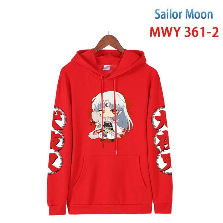 sailormoon Cartoon Sleeve Hooded Patch Pocket Cotton Sweatshirt from S to 4XL  MWY 361 2
