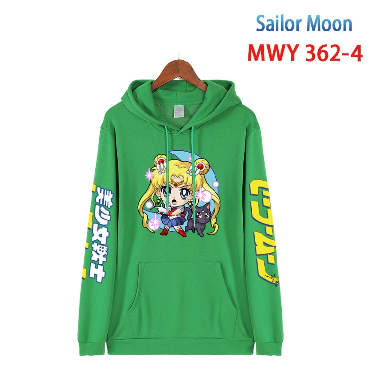 sailormoon Cartoon Sleeve Hooded Patch Pocket Cotton Sweatshirt from S to 4XL   MWY 362 4