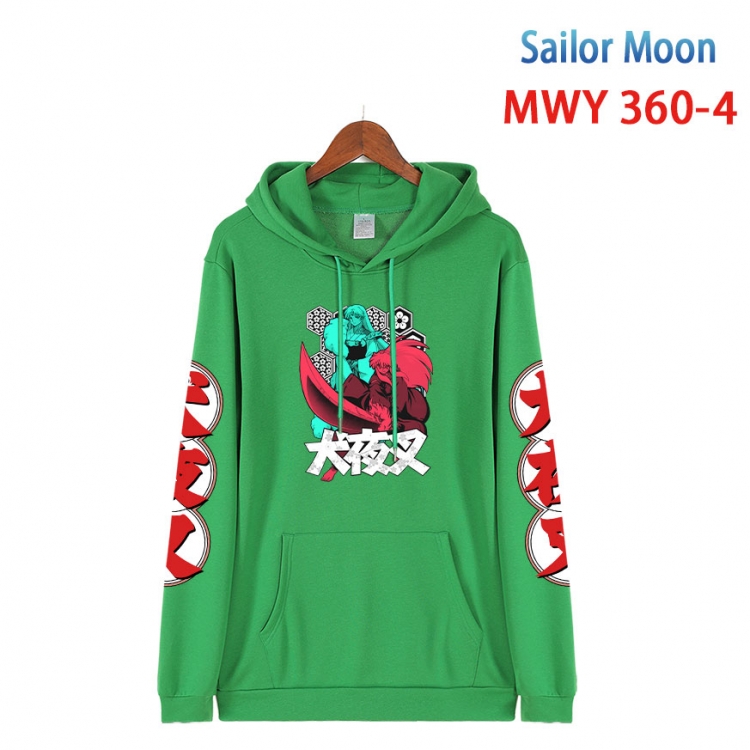 sailormoon Cartoon Sleeve Hooded Patch Pocket Cotton Sweatshirt from S to 4XL   MWY 360 4