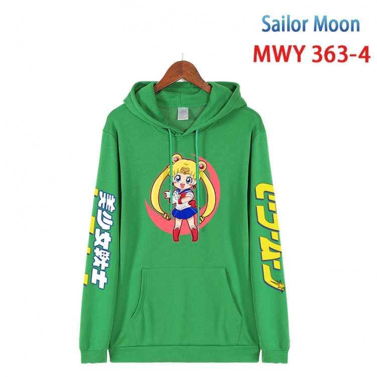 sailormoon Cartoon Sleeve Hooded Patch Pocket Cotton Sweatshirt from S to 4XL   MWY 363 4