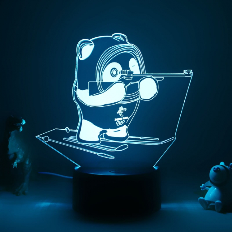 Winter Olympics Bingdundun 3D night light USB touch switch colorful acrylic table lamp BLACK BASE