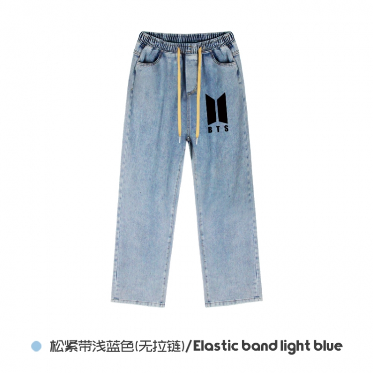 BTS  Elasticated No-Zip Denim Trousers from M to 3XL NZCK02-10